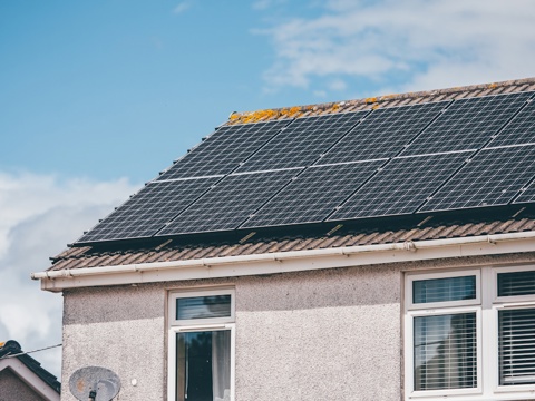 Solar panels on the roof of a house