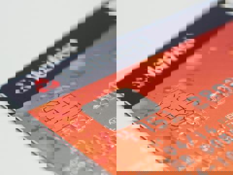 Close up of a bank card