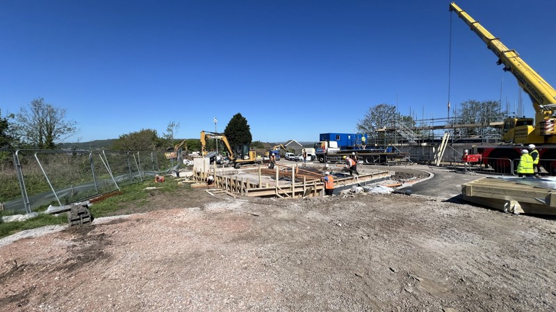 Machinery preparing the site