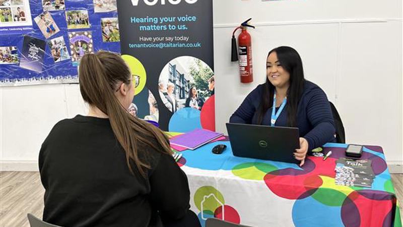 Our tenant engagement officer talking to a tenant
