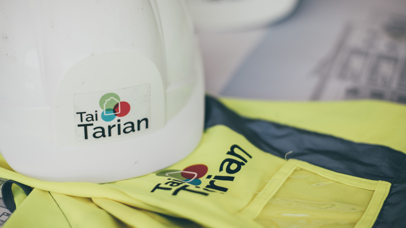 Tai Tarian high-viz jacket and hard hat