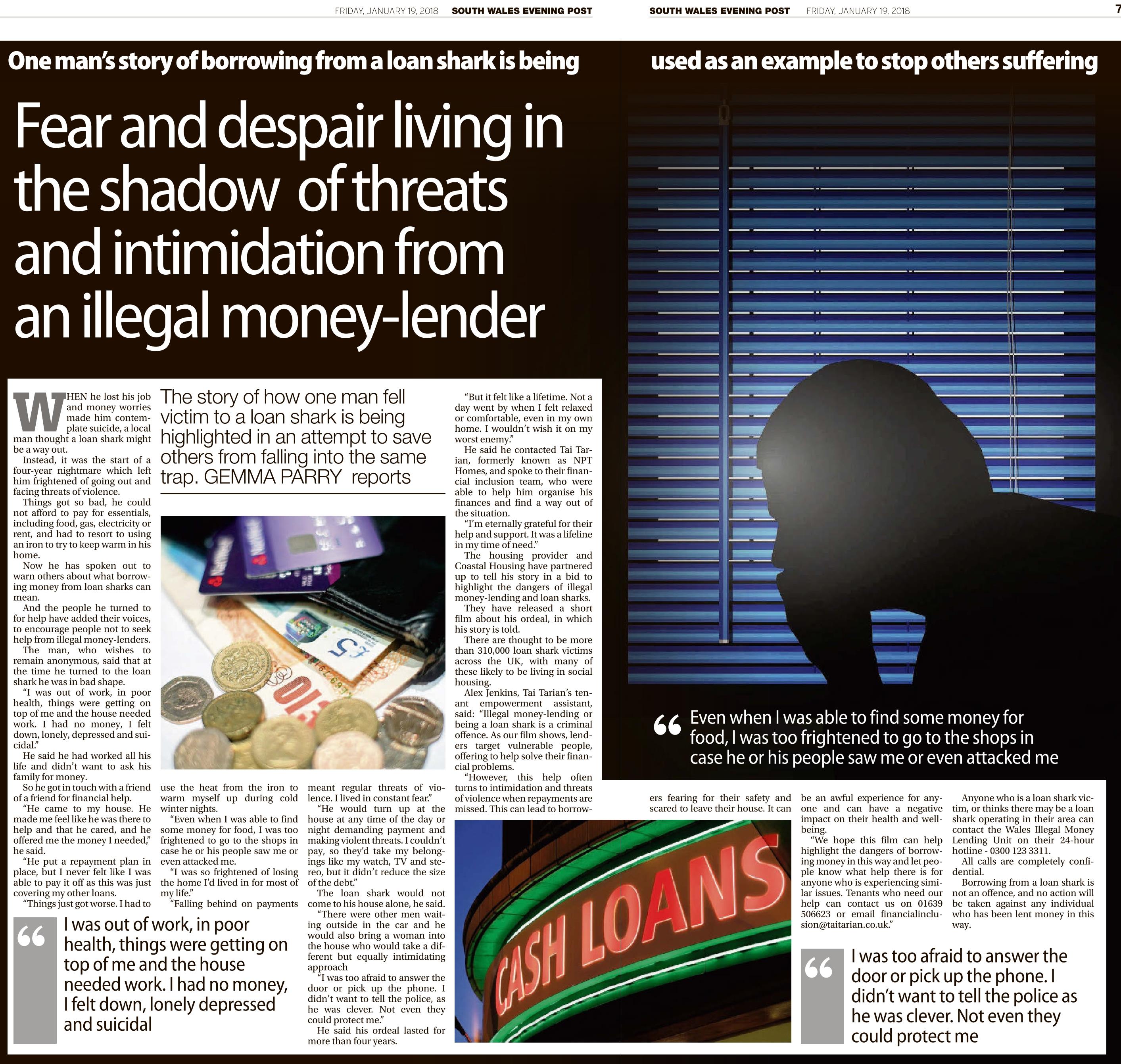 Article on illegal money-lending from South Wales Evening Post