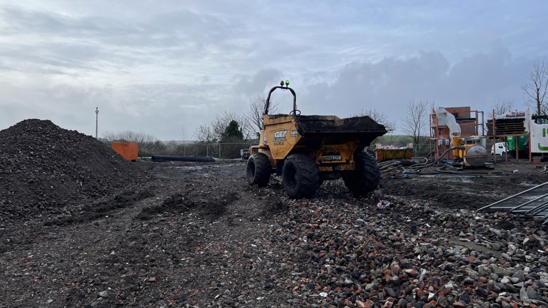 Machinery preparing the site
